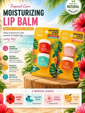 Moisturizing Lip Balm Duo — Madrid Muse & Mallorca Breeze (Red & Teal)